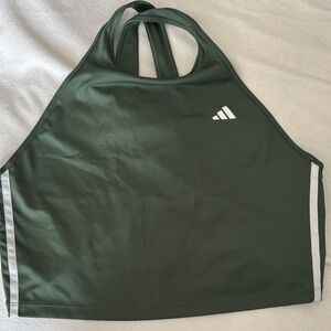 Adidas Dark Green Athletic Tank with White Stripes